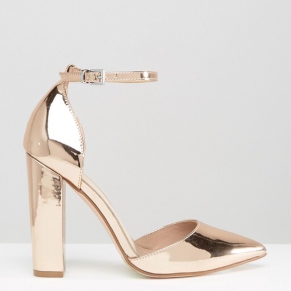 rose gold metallic heels